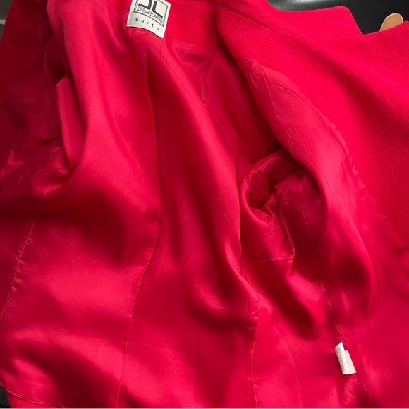 80s Vintage Julie & Leonard Suits Wool Hot Pink Blazer Jacket Skirt Suit Set - Picture 3 of 14